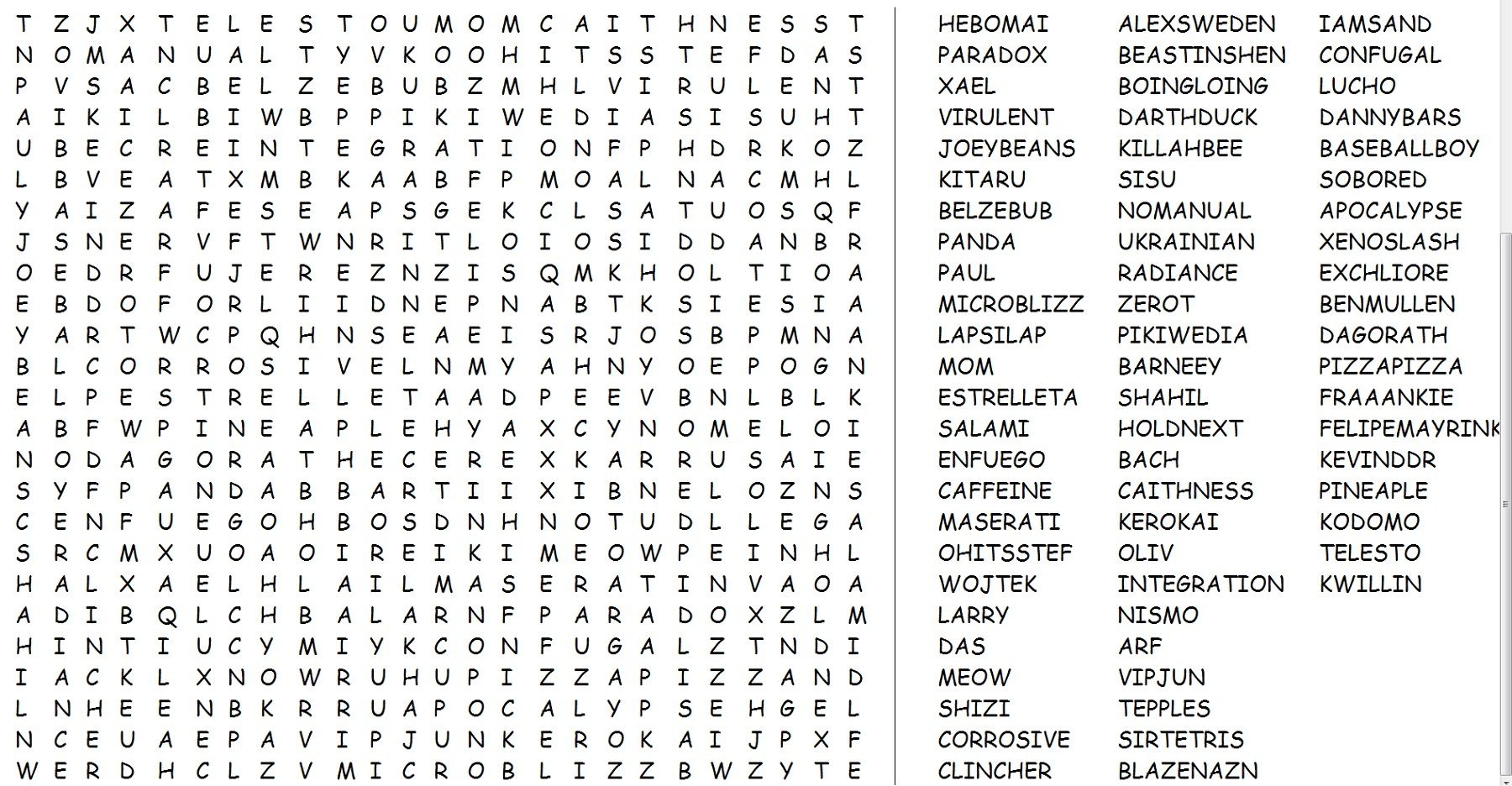 Jumbo Word Searches Printable