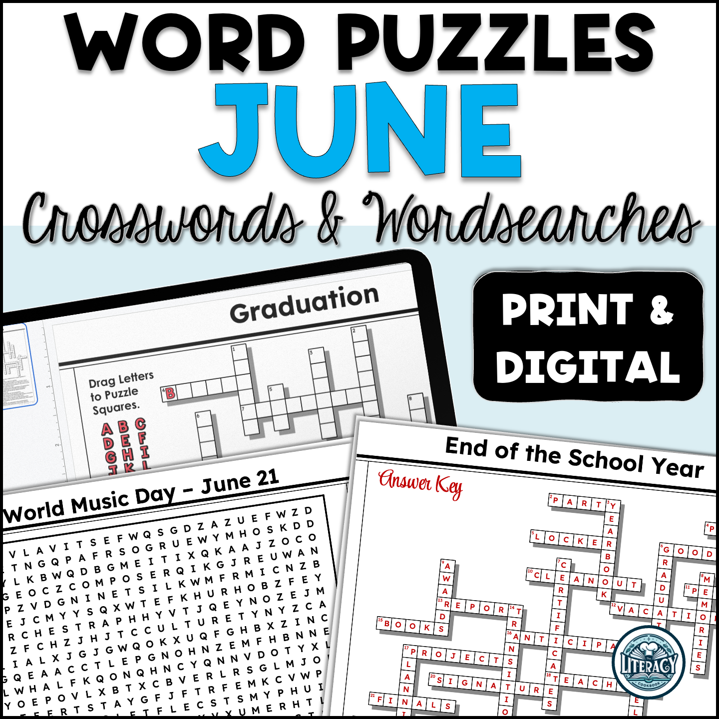 June Crossword Puzzles Word Search Middle High School Print Digital Made By Teachers