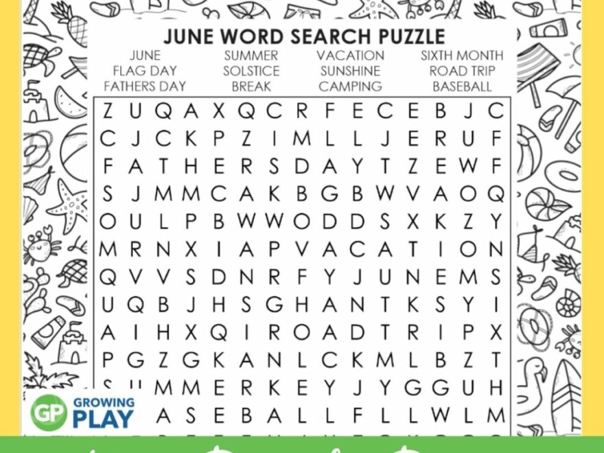 June Word Search Free Printable Growing Play