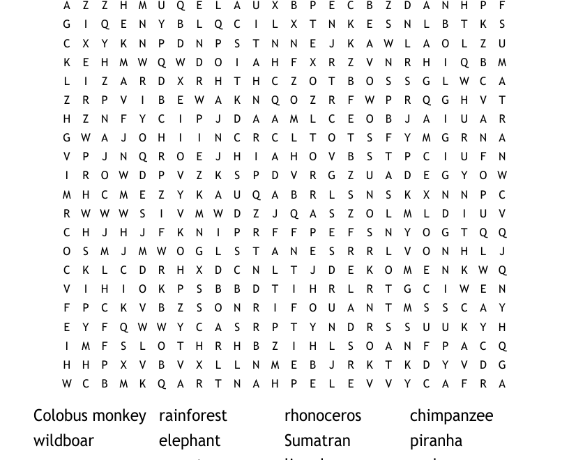 Jungle Word Search WordMint