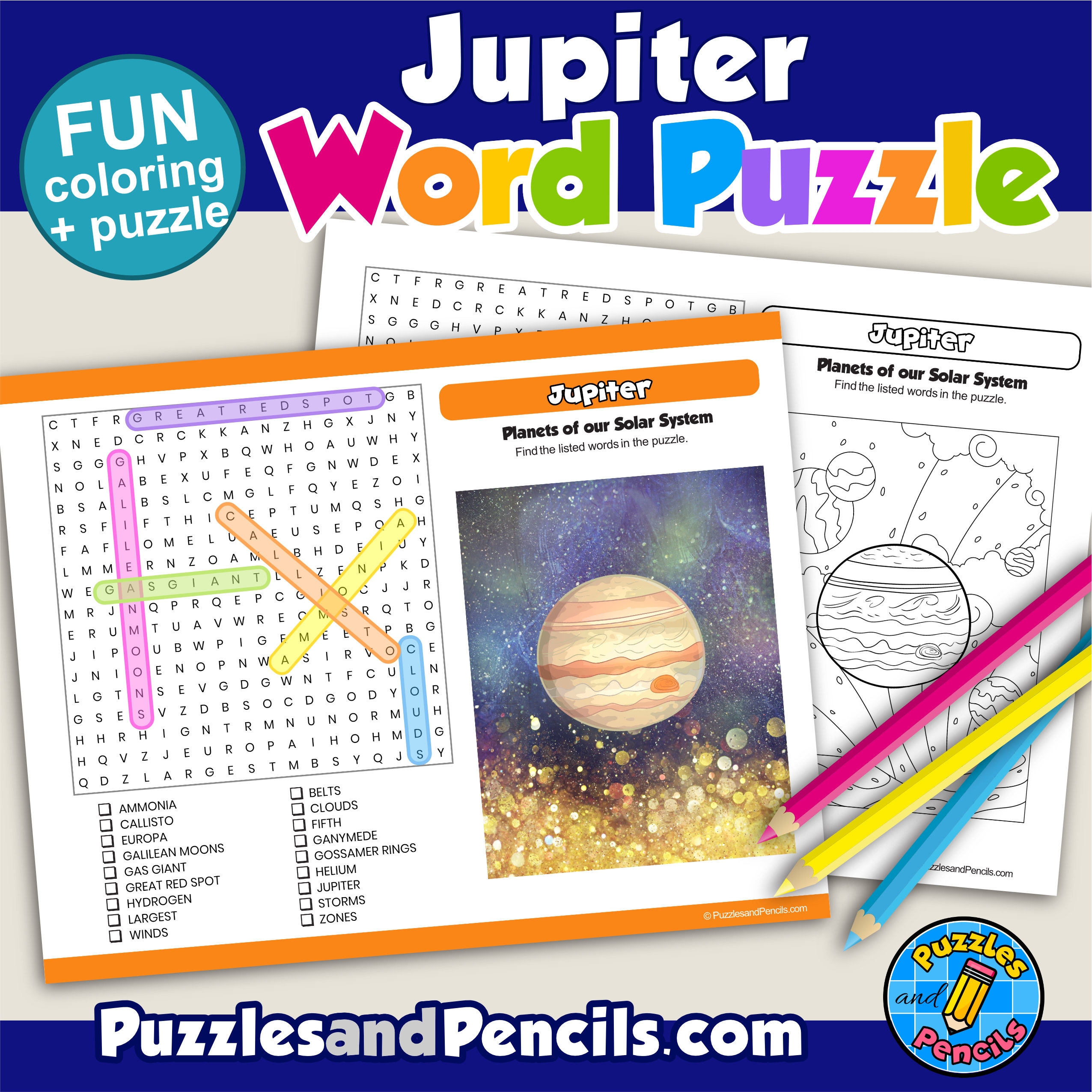 jupiter word search puzzle activity page planets solar system wordsearch made by teachers