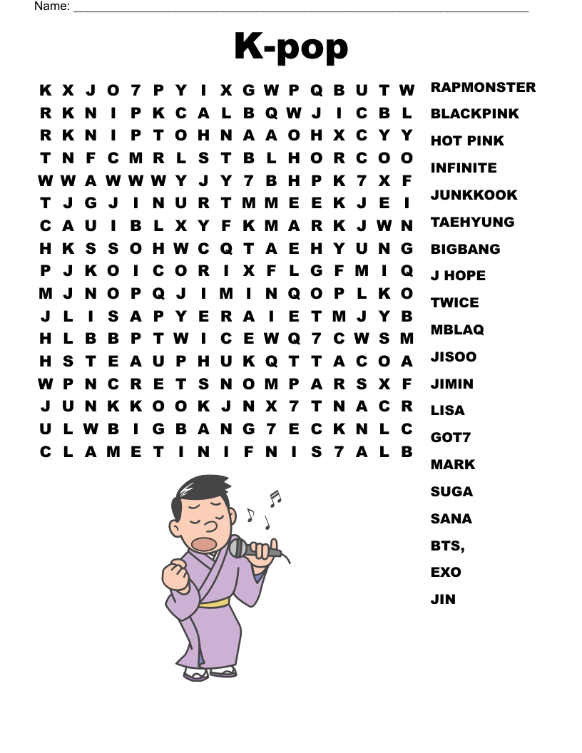 K pop Word Search WordMint
