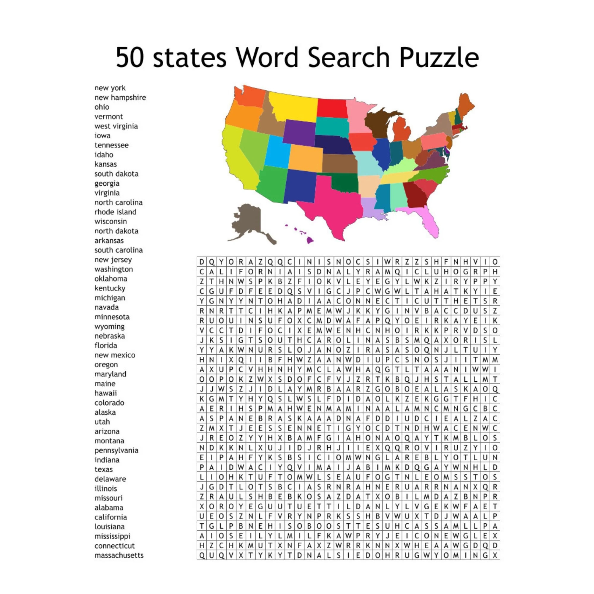 State Capitals Word Search Printable