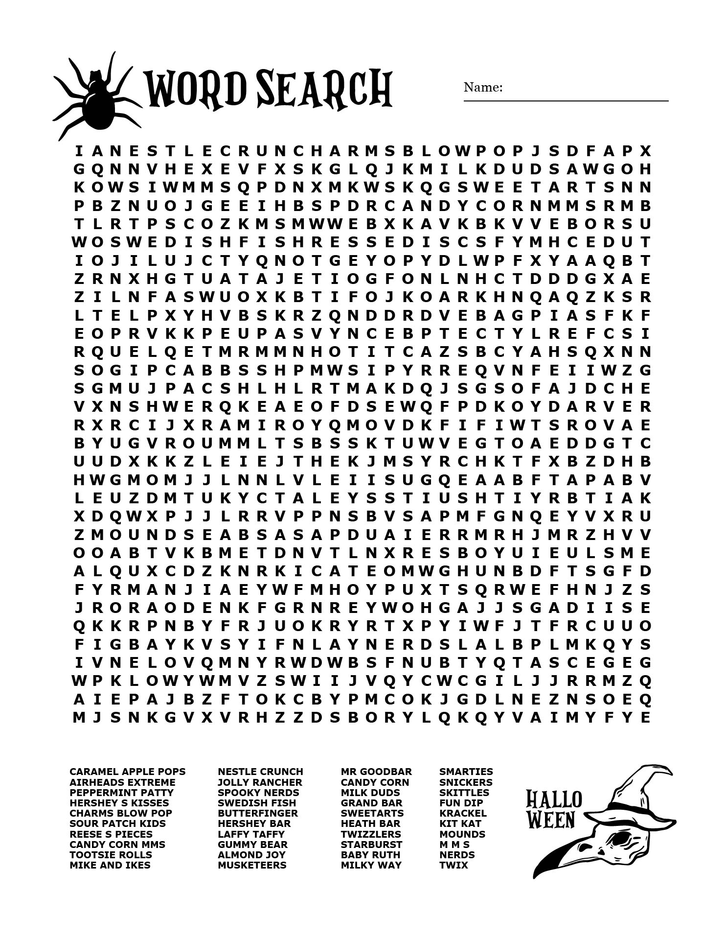 Halloween Word Hard Search Printable