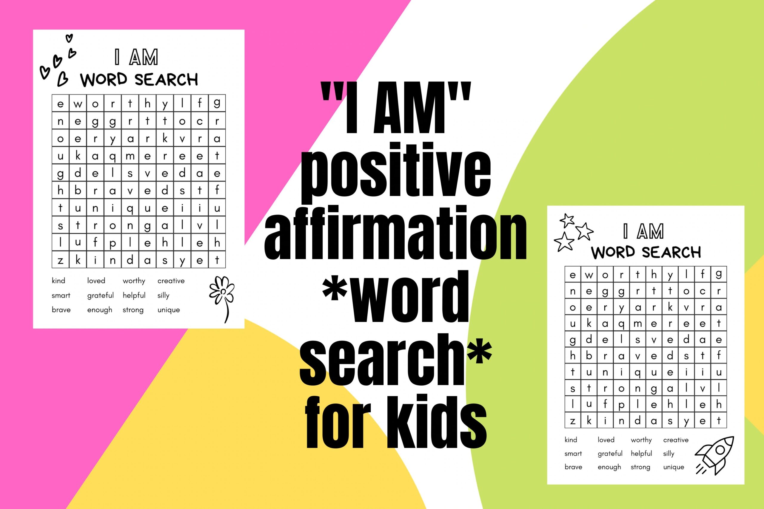 Kids Word Search Printable Positive Affirmation Word Search I Am Word Search Kids Affirmations Printable Growth Mindset Printable Etsy