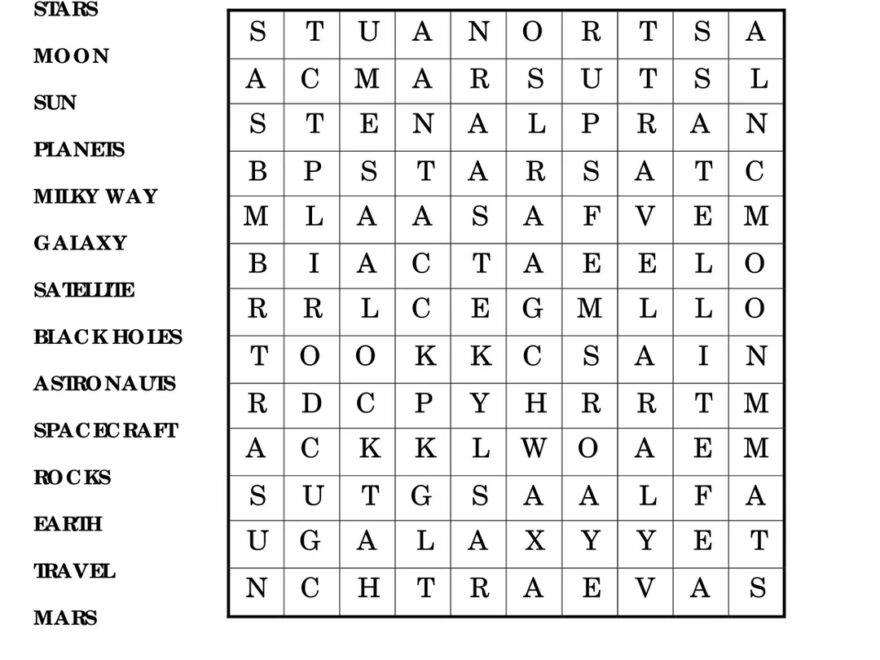 Kids Word Search Space Themed Puzzle Downloadable Digital Sheet Etsy