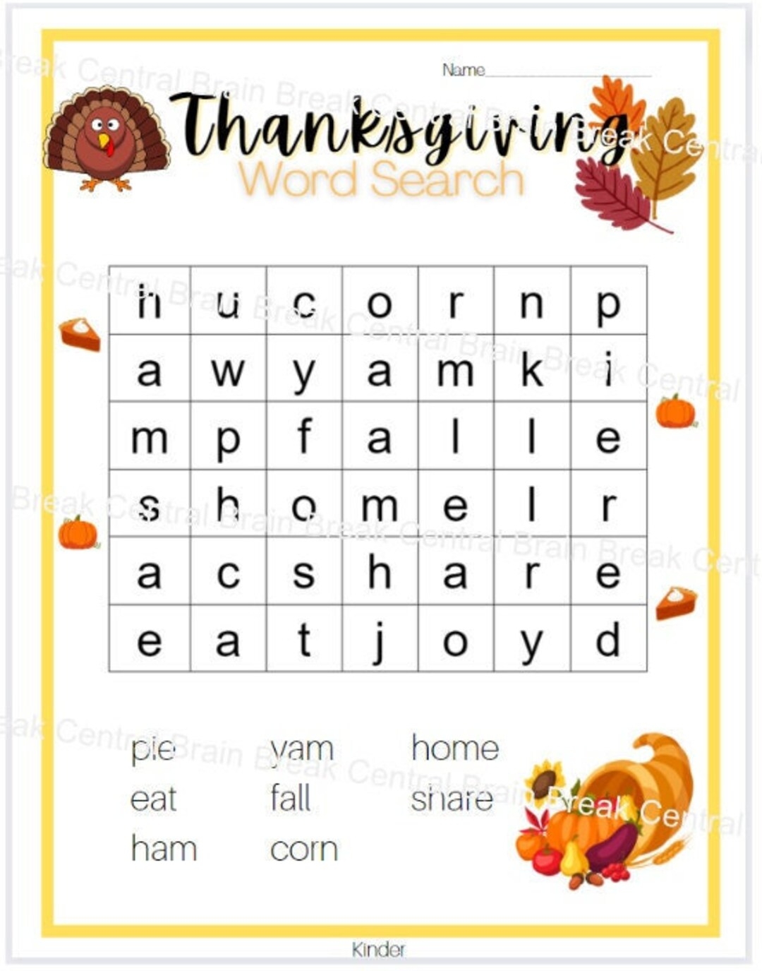 Kindergarten Thanksgiving Word Search With Answer Key Printable Etsy Kindergarten Thanksgiving Word Search With Answer Key Printable Etsy
