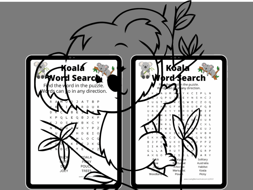 Koala Word Search Printables LovingHomeschool