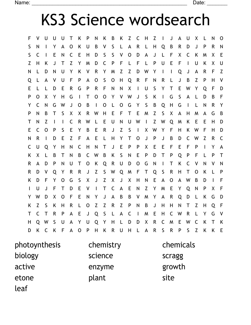 KS3 Science Wordsearch WordMint