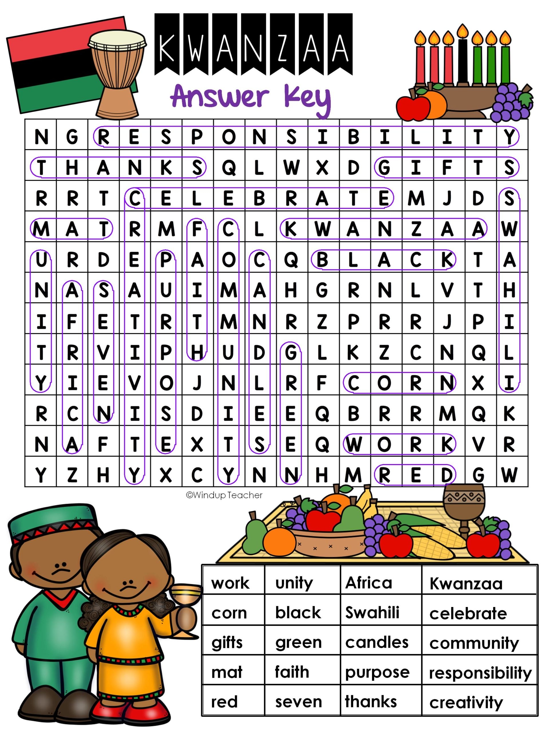 Kwanzaa Word Search EASY Puzzle Ready To Go Made By Teachers