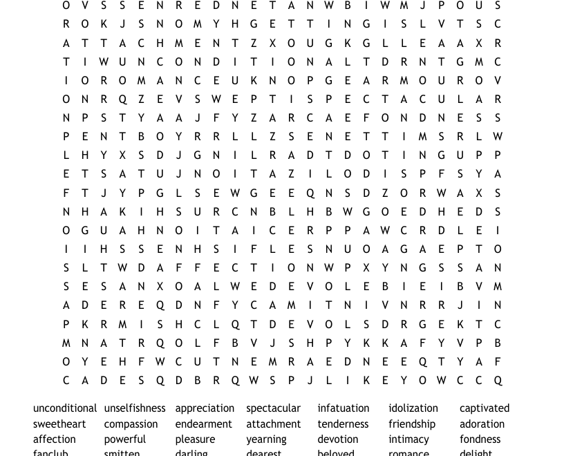 L O V E Word Search WordMint