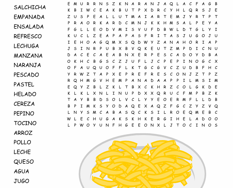 La Comida Word Search WordMint