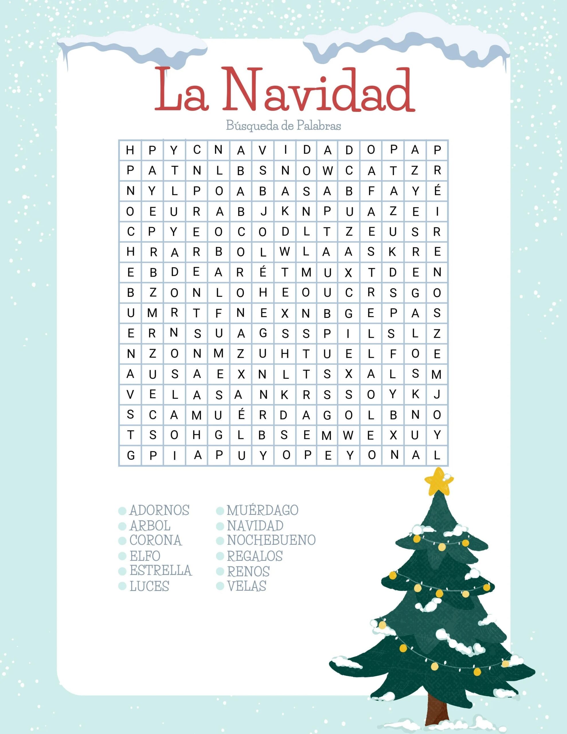 La Navidad B squeda De Palabras christmas Word Search Etsy