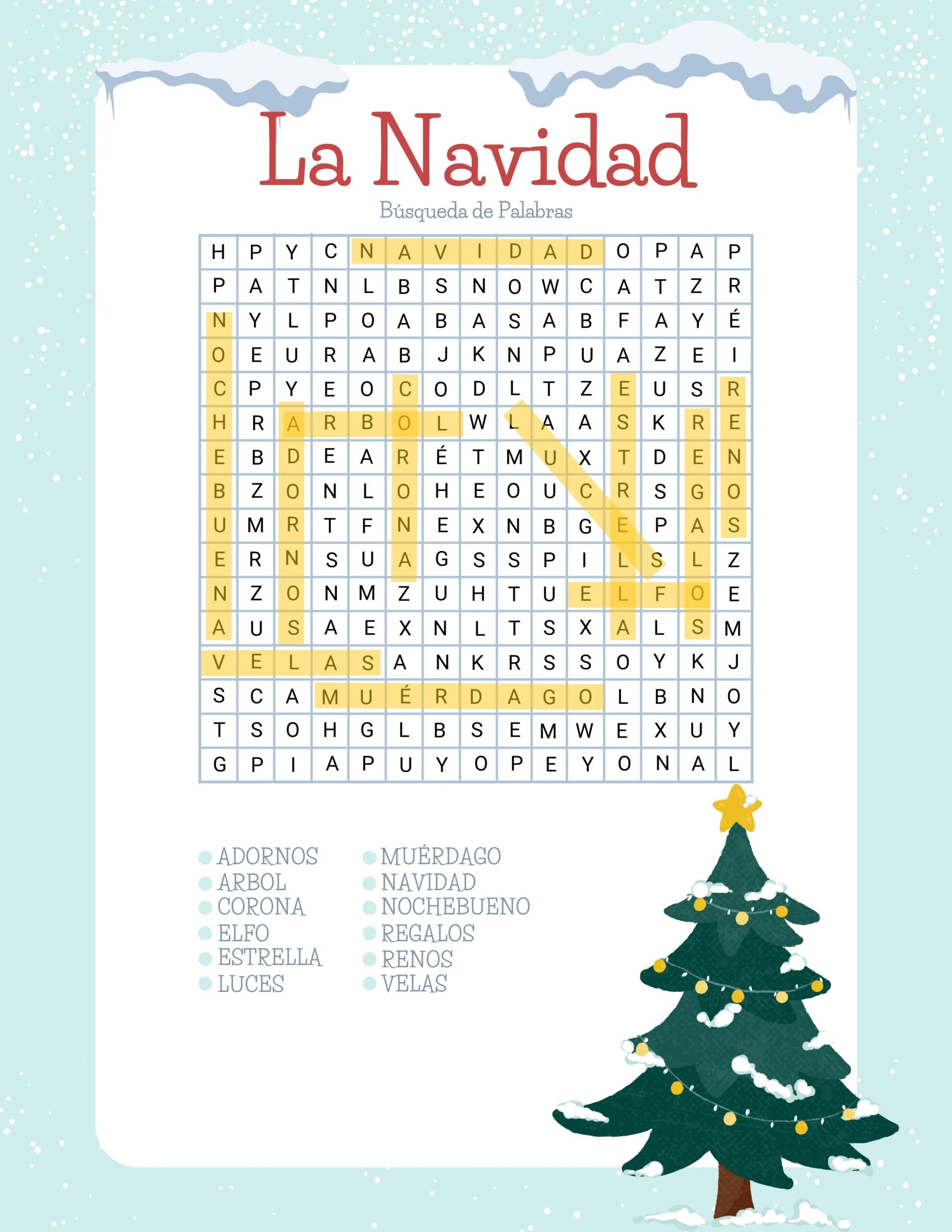 Printable Spanish Word Search Answers
