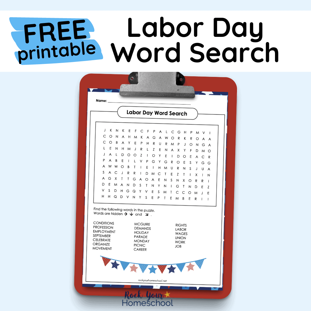 Labor Day Word Search Rock Your Homeschool