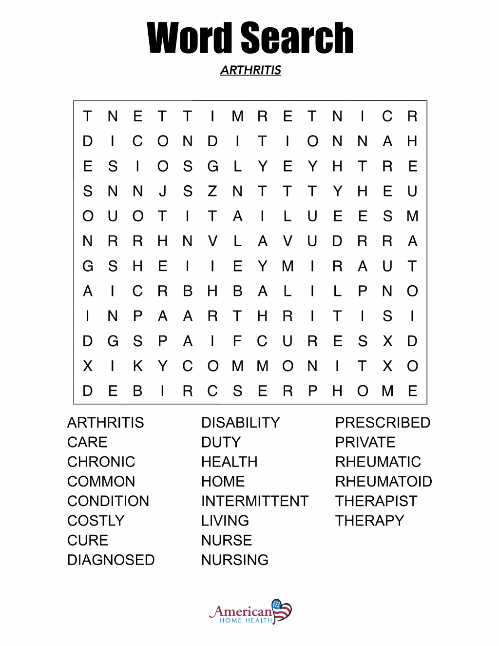 Large Print Word Search Printable Free