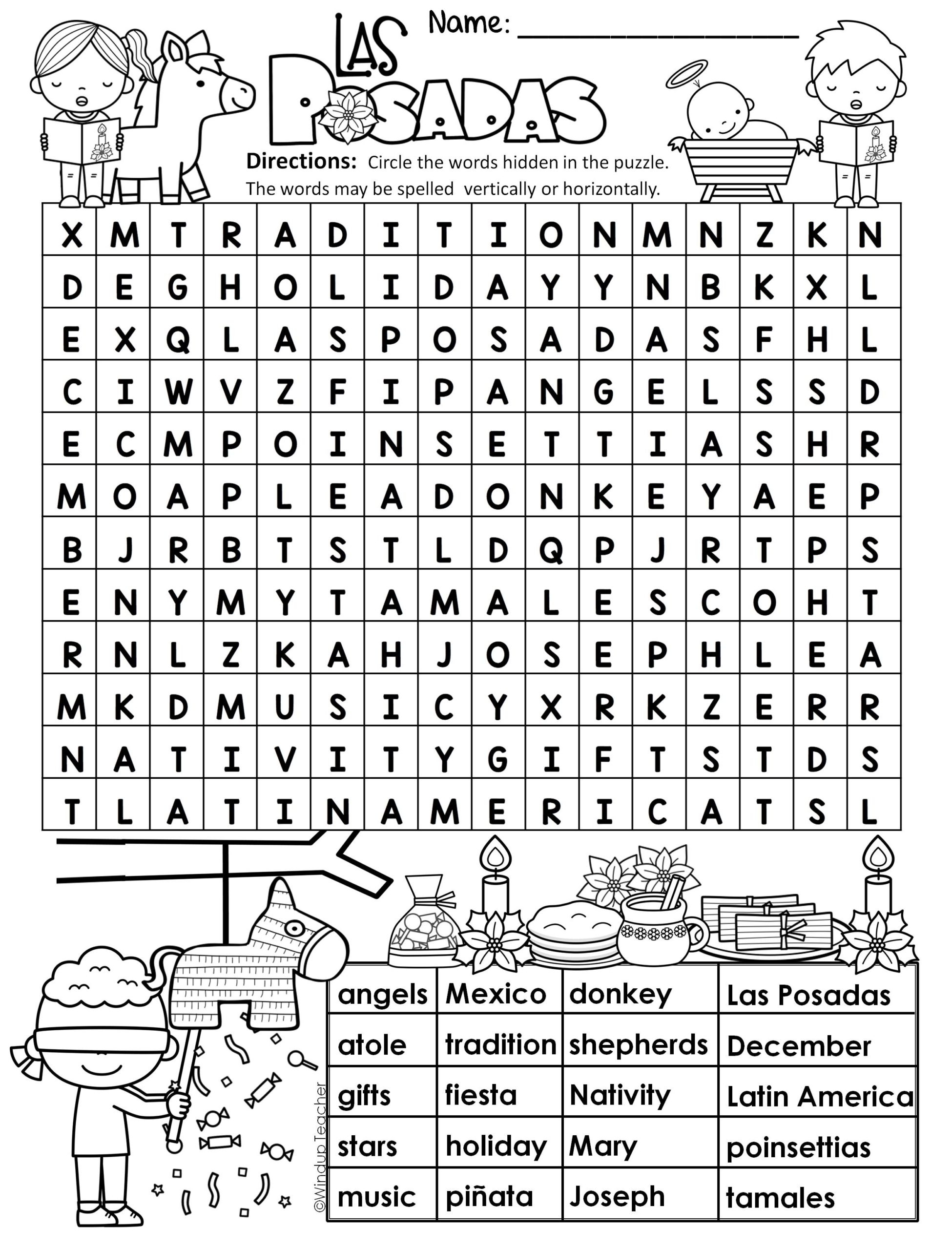 Las Posadas Word Search EASY Puzzle Ready To Go Made By Teachers