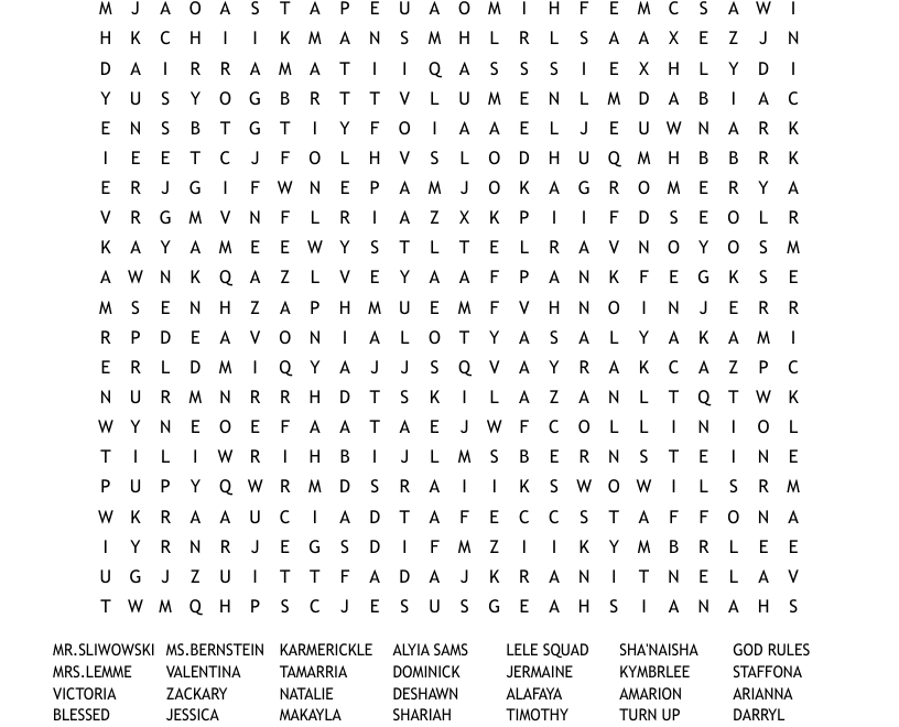 LAST DAY OF SCHOOL Word Search WordMint