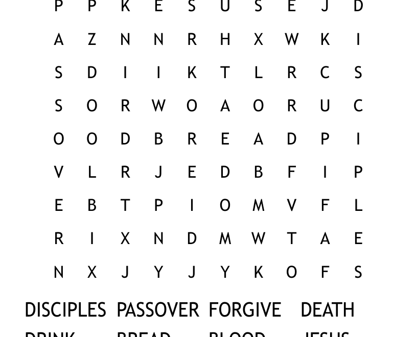 Last Supper Word Search WordMint