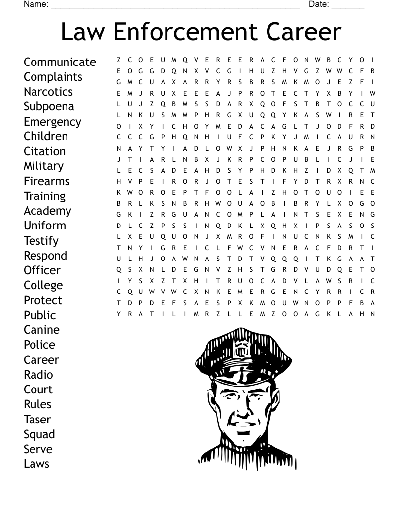 Law Enforcement Career Word Search WordMint