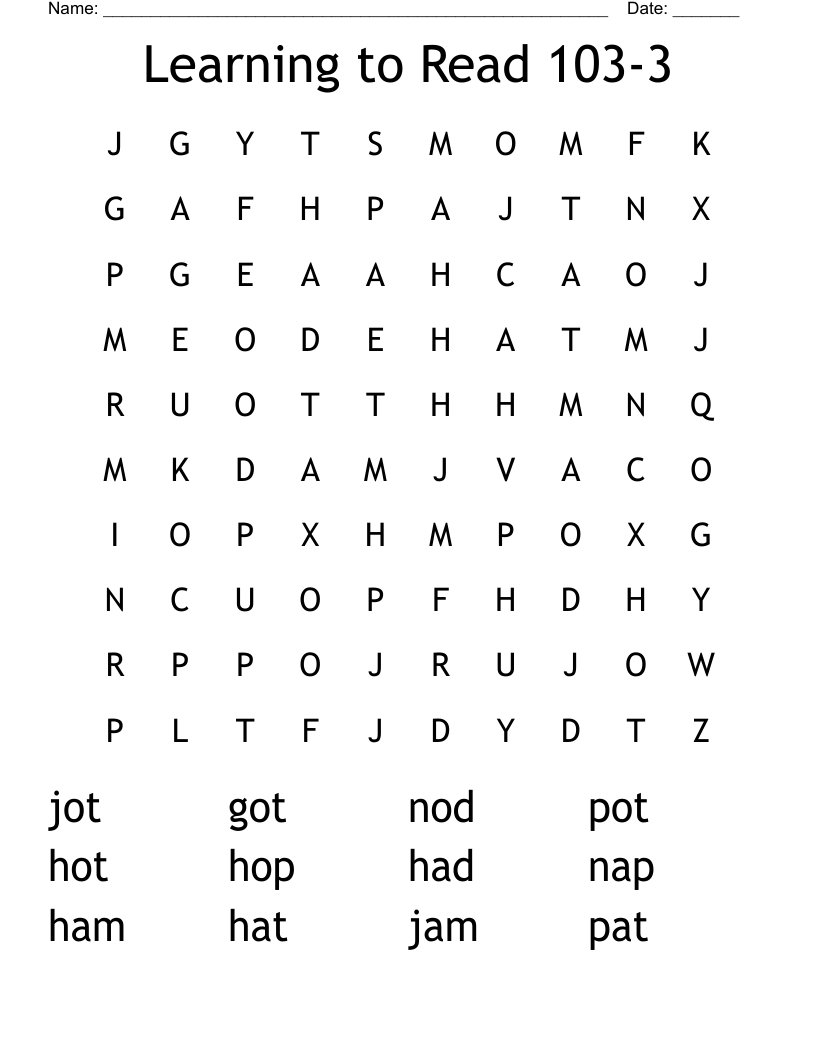 Learning To Read 103 4 Word Search WordMint
