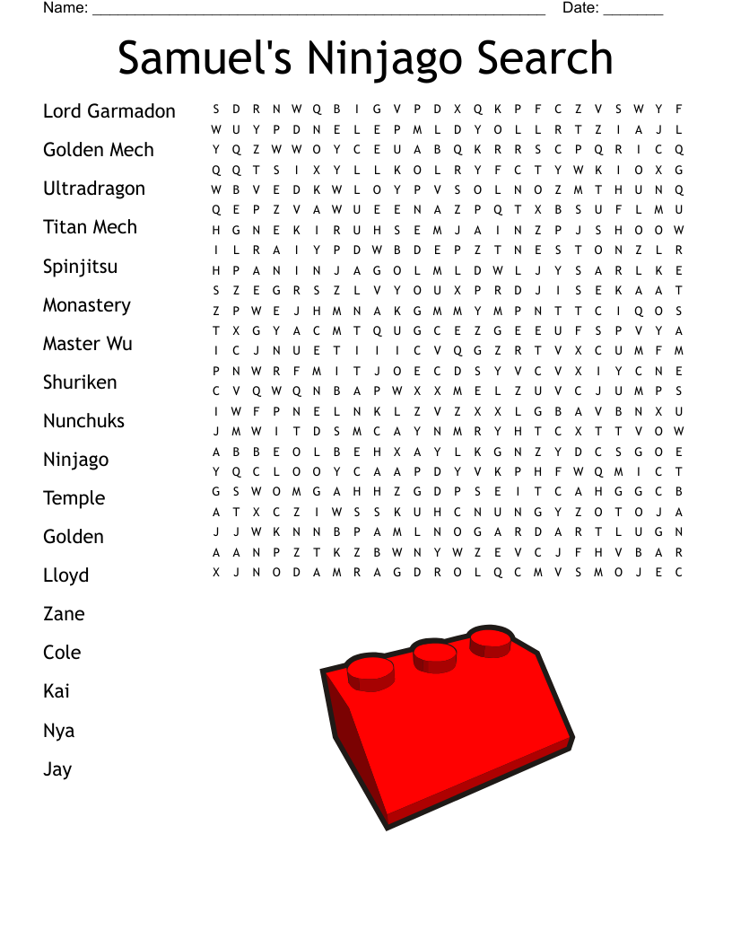LEGO NINJAGO Word Search WordMint