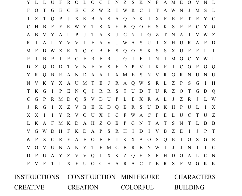 Lego Word Search WordMint