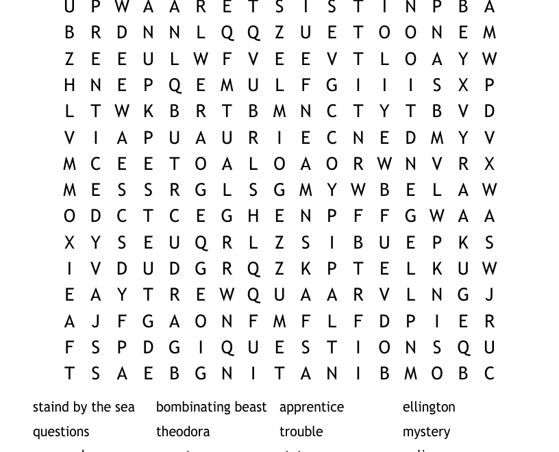 Lemony Snicket Word Search WordMint