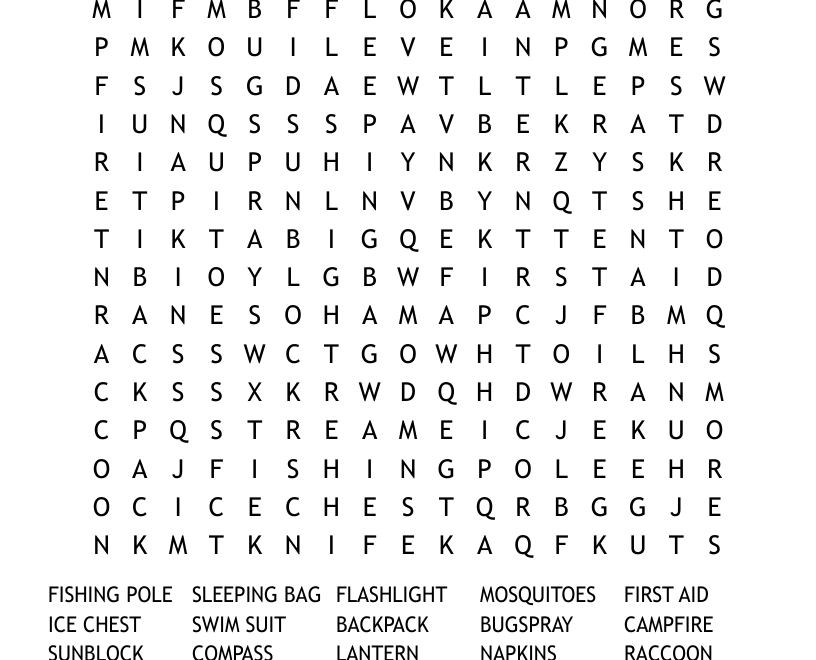 Let s Go Camping Word Search WordMint