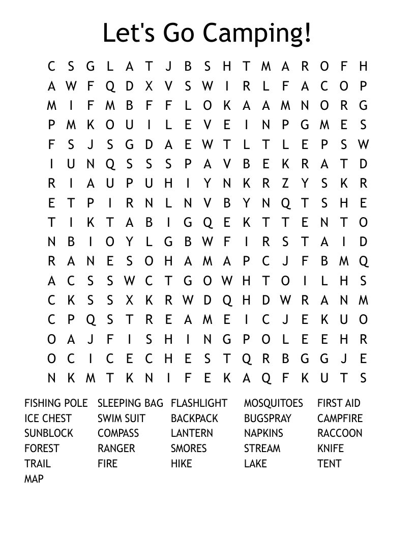 Let s Go Camping Word Search WordMint