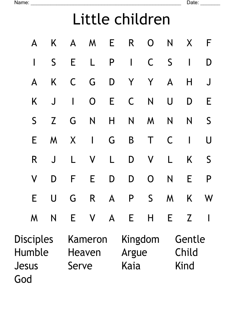 Little Children Word Search WordMint