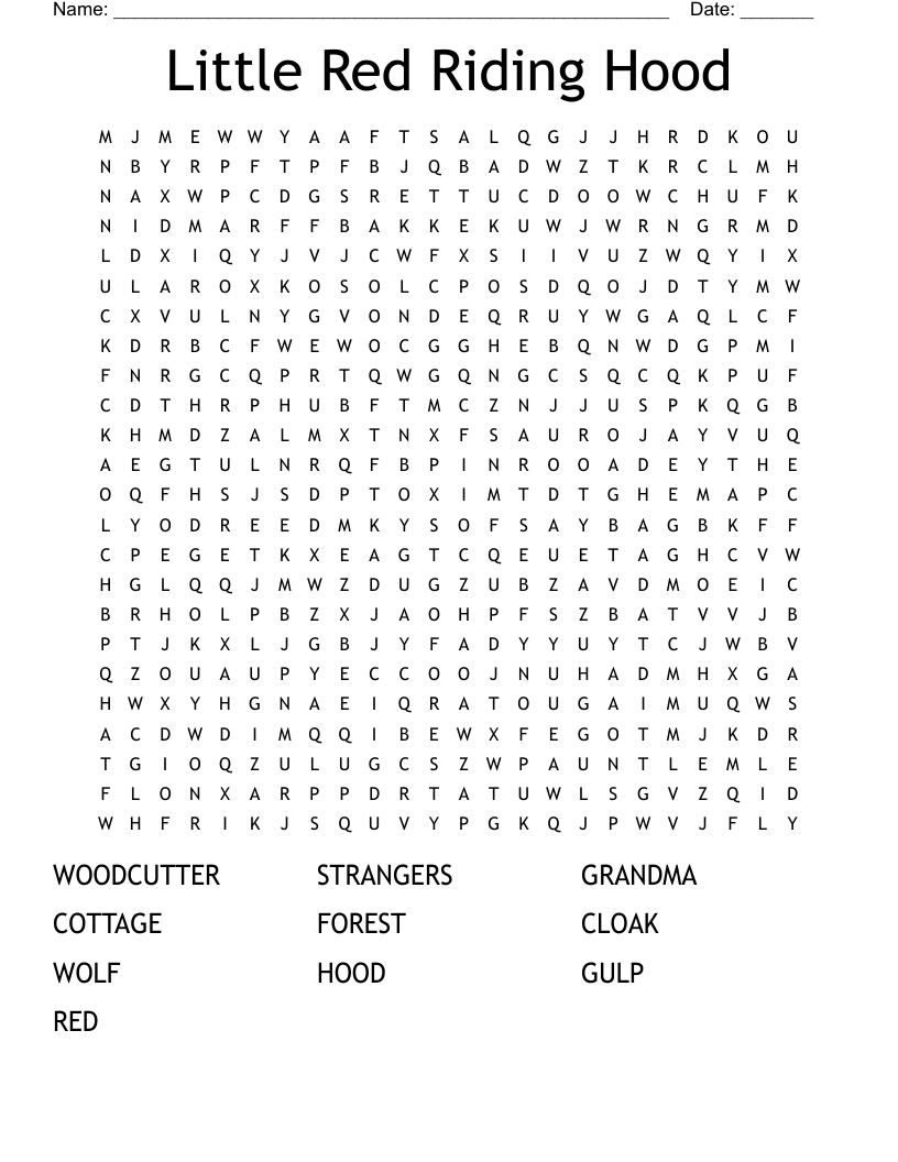 Little Red Riding Hood Word Search WordMint