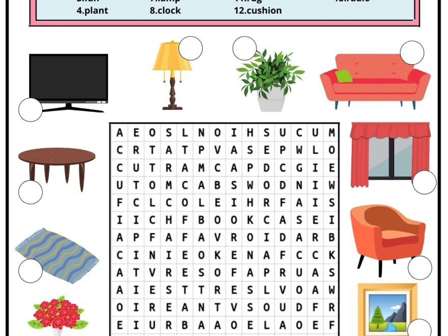 Living Room Word Search 2 Ezpzlearn