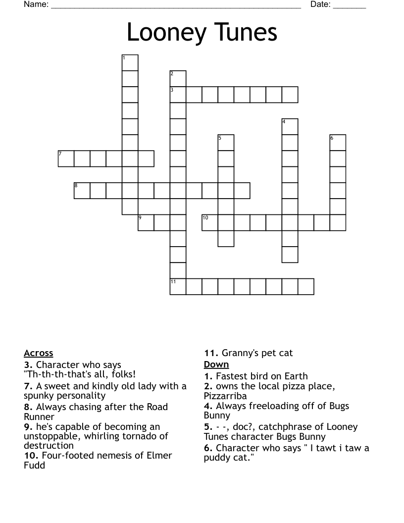 Looney Tunes Crossword WordMint