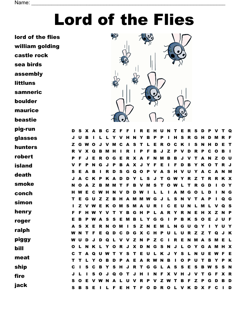 Lord Of The Flies Word Search WordMint