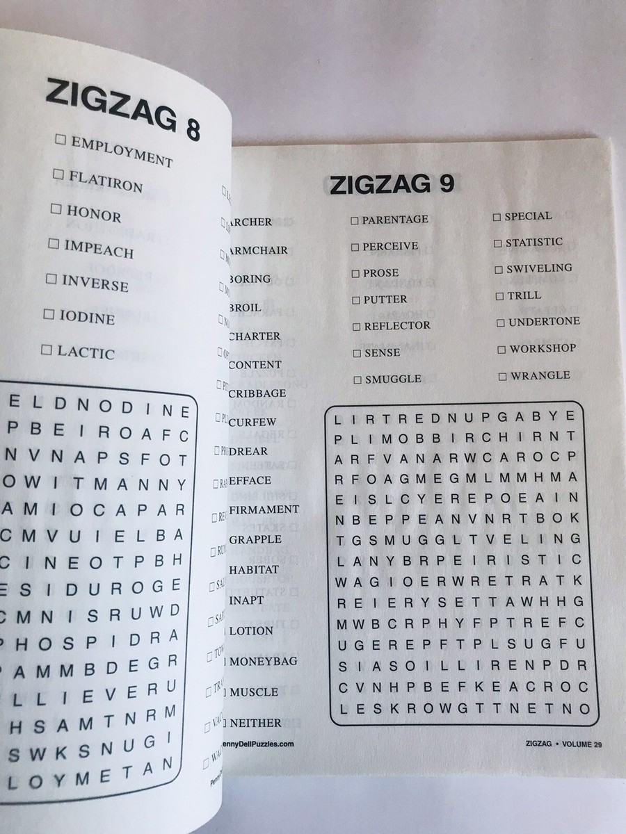 Lot Of 2 Zig Zag Zigzag Word Seek Search Find Bent And Wiggly Books Penny Press EBay