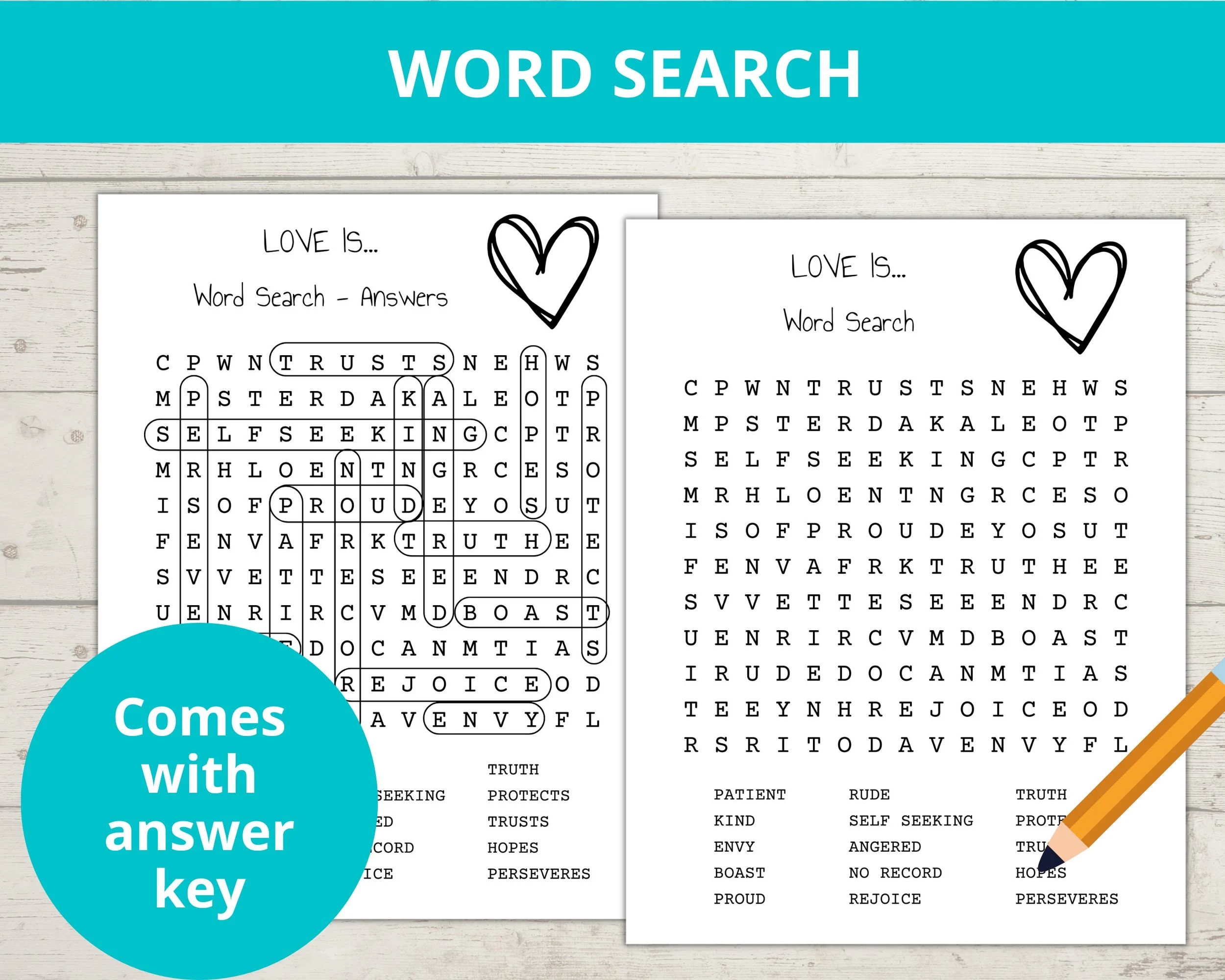 Love Is Patient Love Is Kind 1 Corinthians 13 Love Is Patient Craft Bible Story Crafts Sunday School Activity Word Search I Spy Etsy
