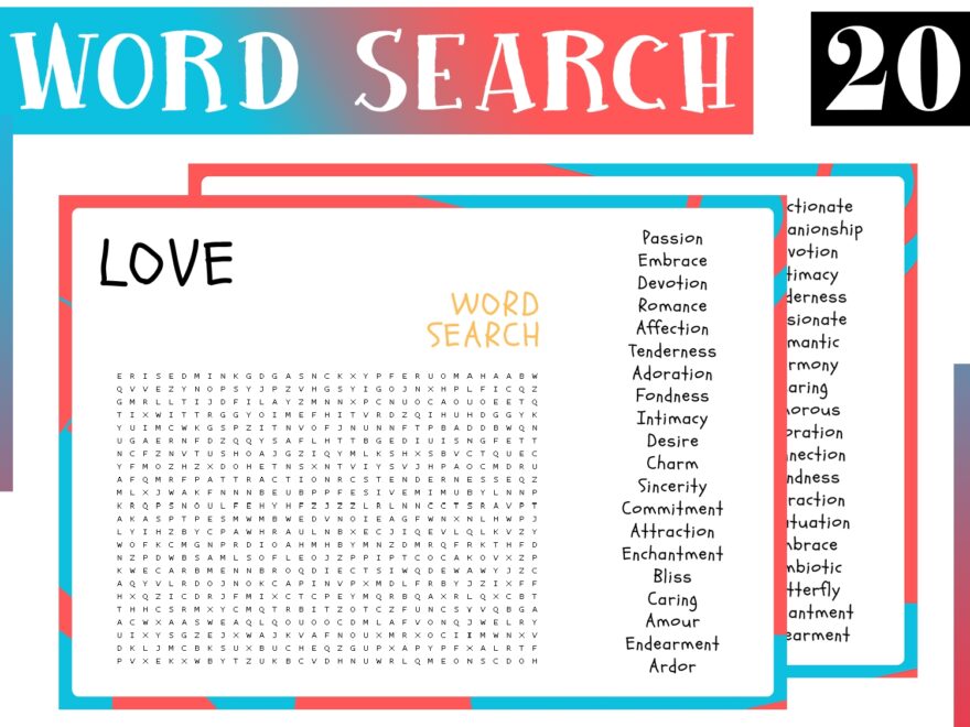 Love No Prep Word Search Puzzle Worksheet Activity For Morning Work Made By Teachers