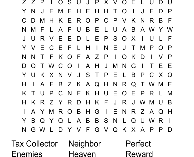 Love Your Enemies Word Search WordMint