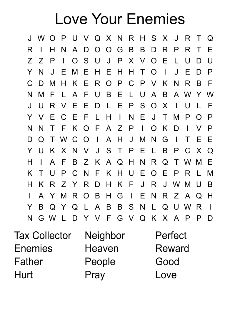 Love Your Enemies Word Search WordMint