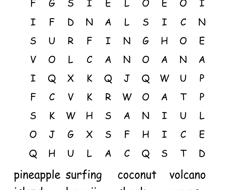 Luau Word Search WordMint