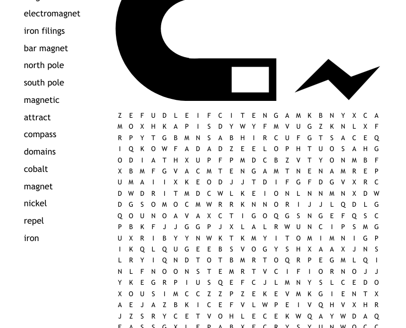 Magnets And Electromagnetism Word Search WordMint