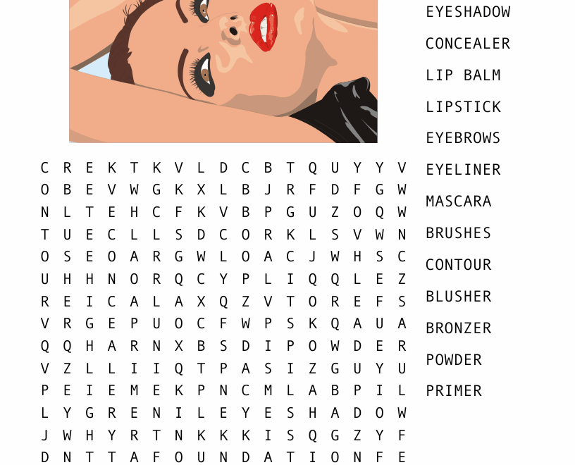 Makeup Word Search WordMint