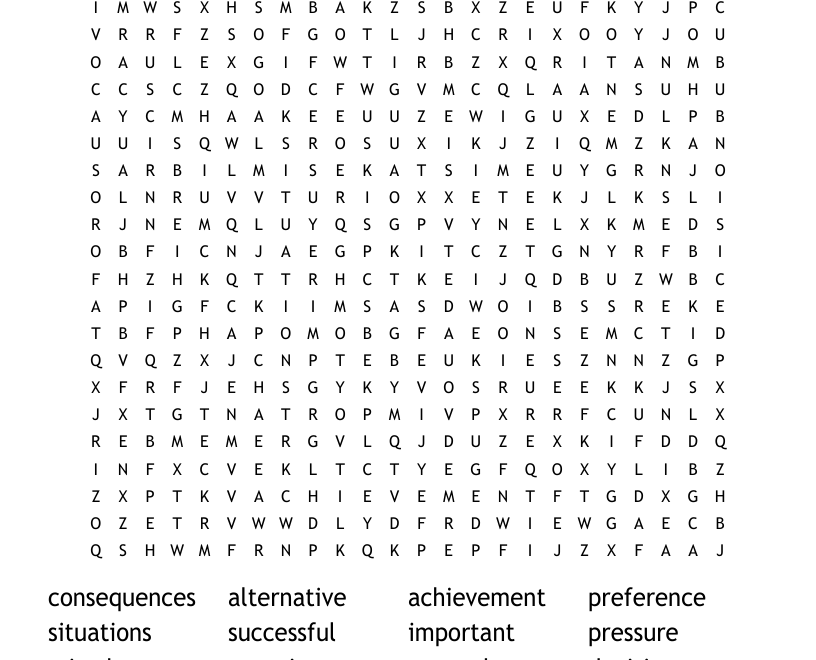 Making Decisions Word Search WordMint