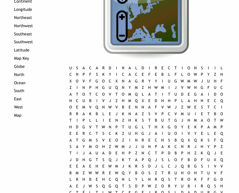 Map Skills Word Search WordMint
