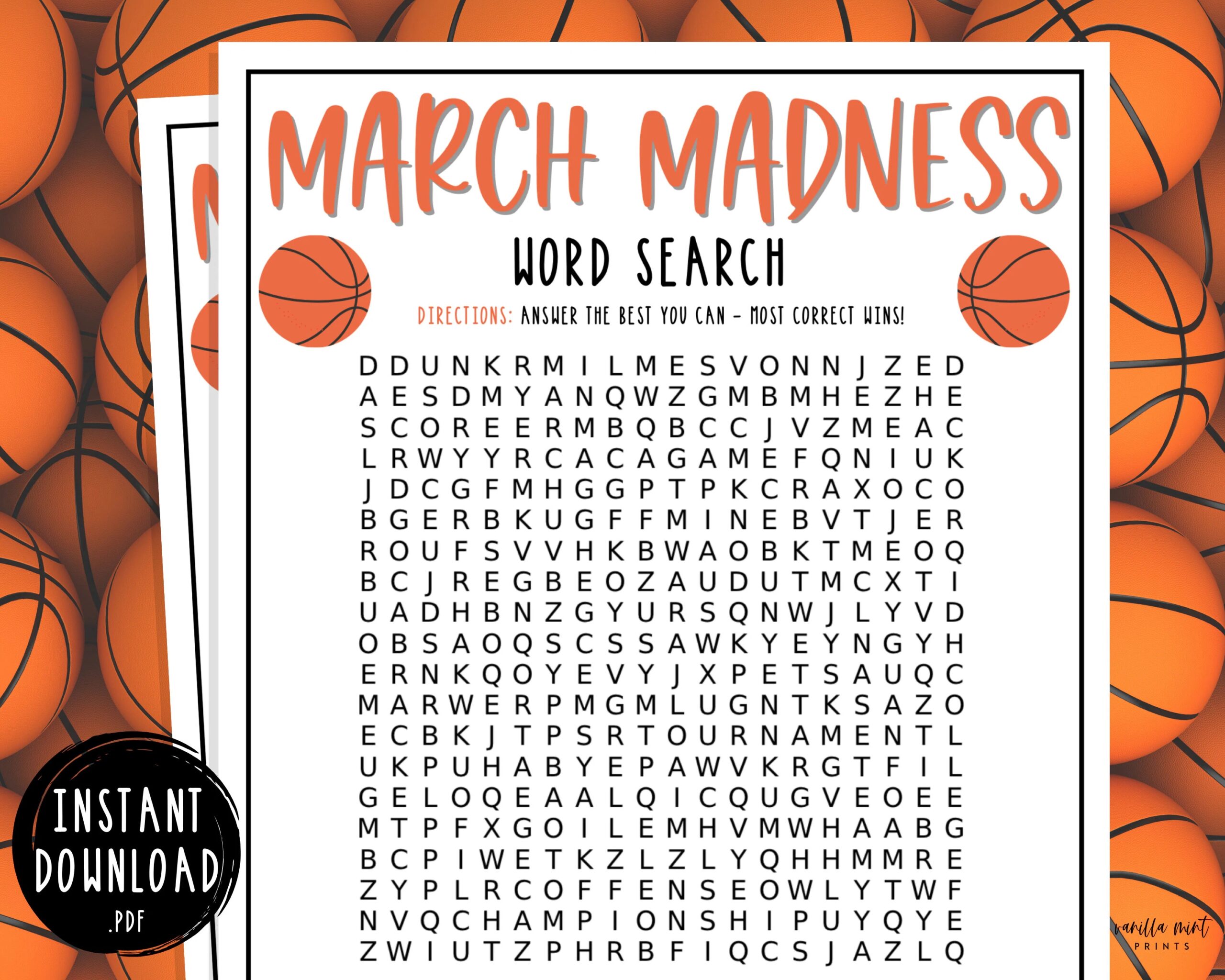March Word Search Etsy