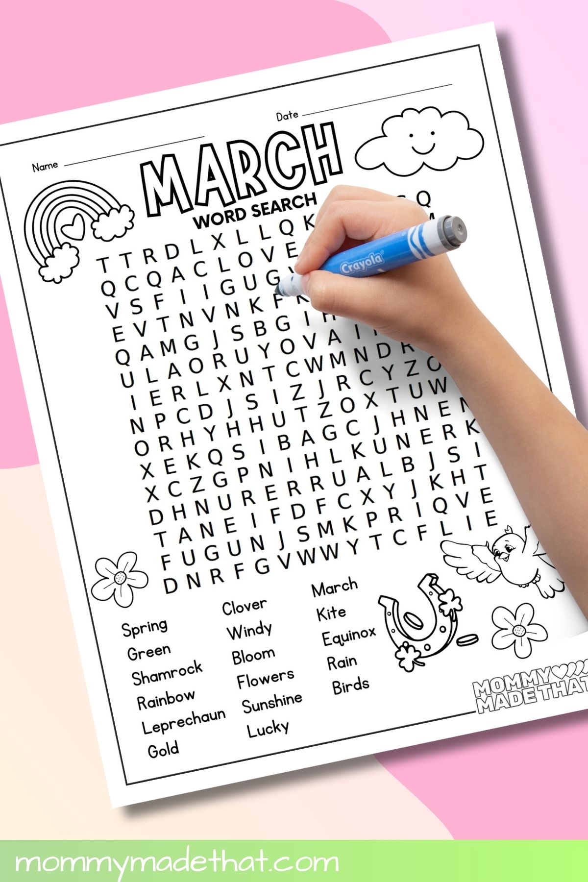 March Word Search Free Printable  March Word Search Free Printable