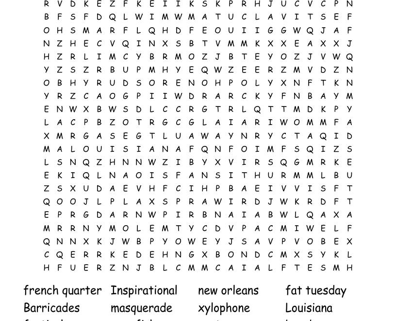 Mardi Gra Word Search WordMint