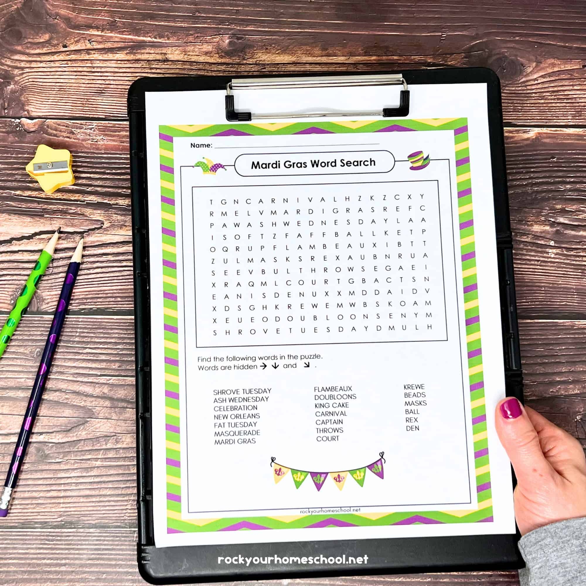 Mardi Gras Word Search Fantastic For Print and Go Fun Free Rock Your Homeschool