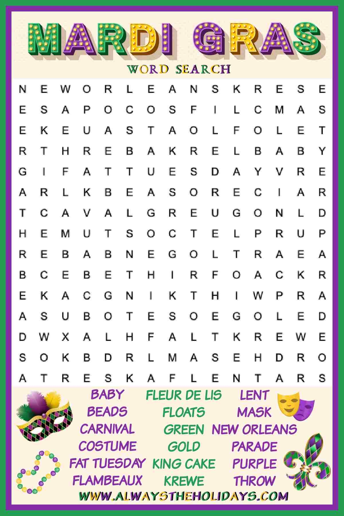 Printable Word Searches Free